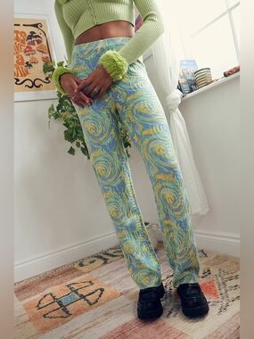 HOUSE OF SUNNY cypress Knit hypnotic psychedelic swirl pattern pants Size US 6